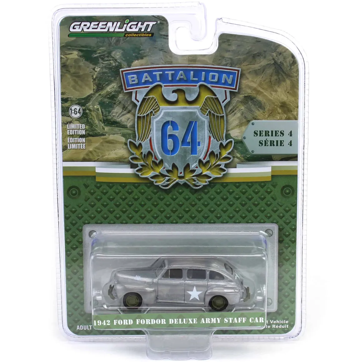 Raw Chase Unit ~ 1/64 1942 Ford Fordor Deluxe Army Staff Car, Battalion 64 Series 4