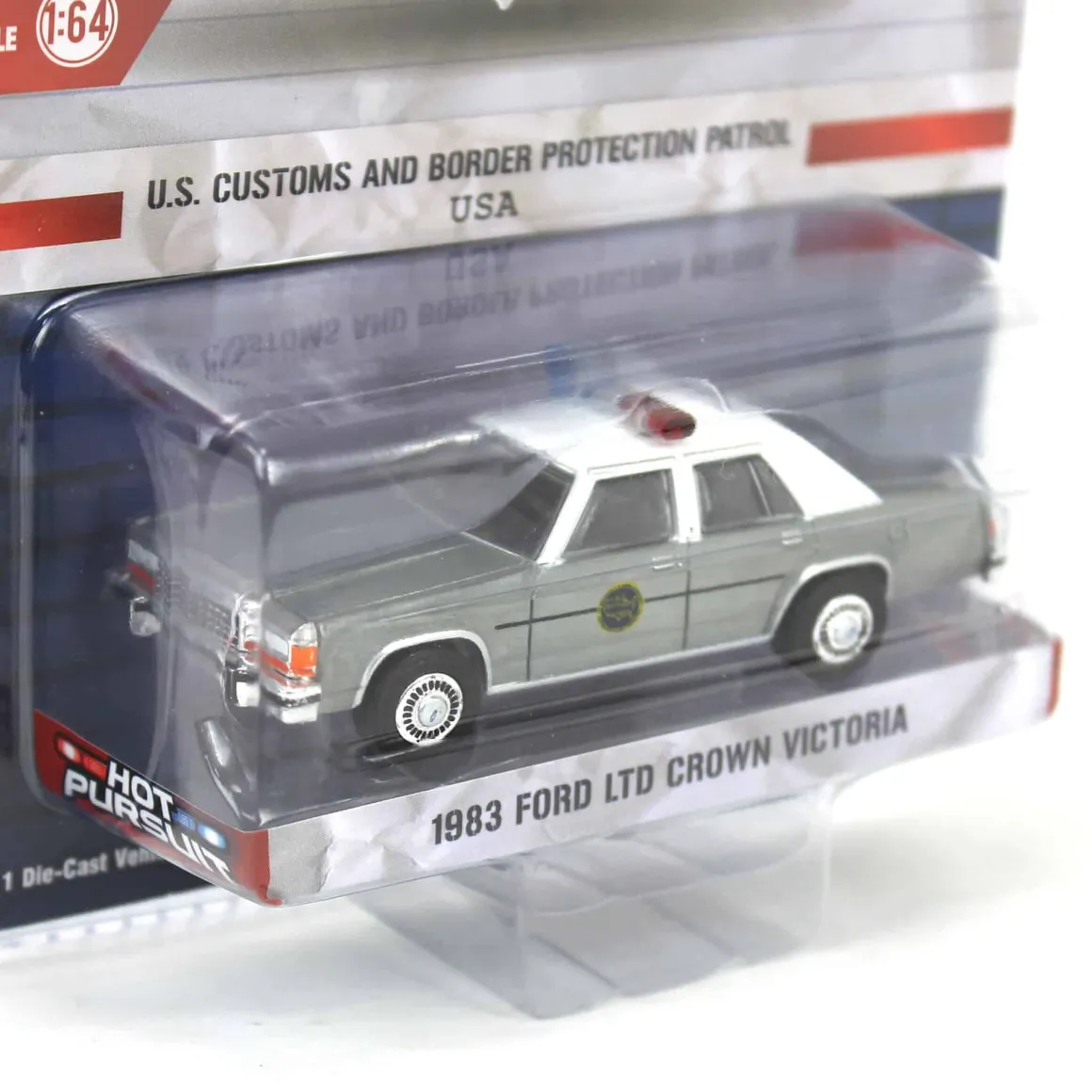 Raw Chase Unit ~ 1/64 1983 Ford LTD Crown Victoria, US Customs & Border Patrol, Hot Pursuit Special Edition