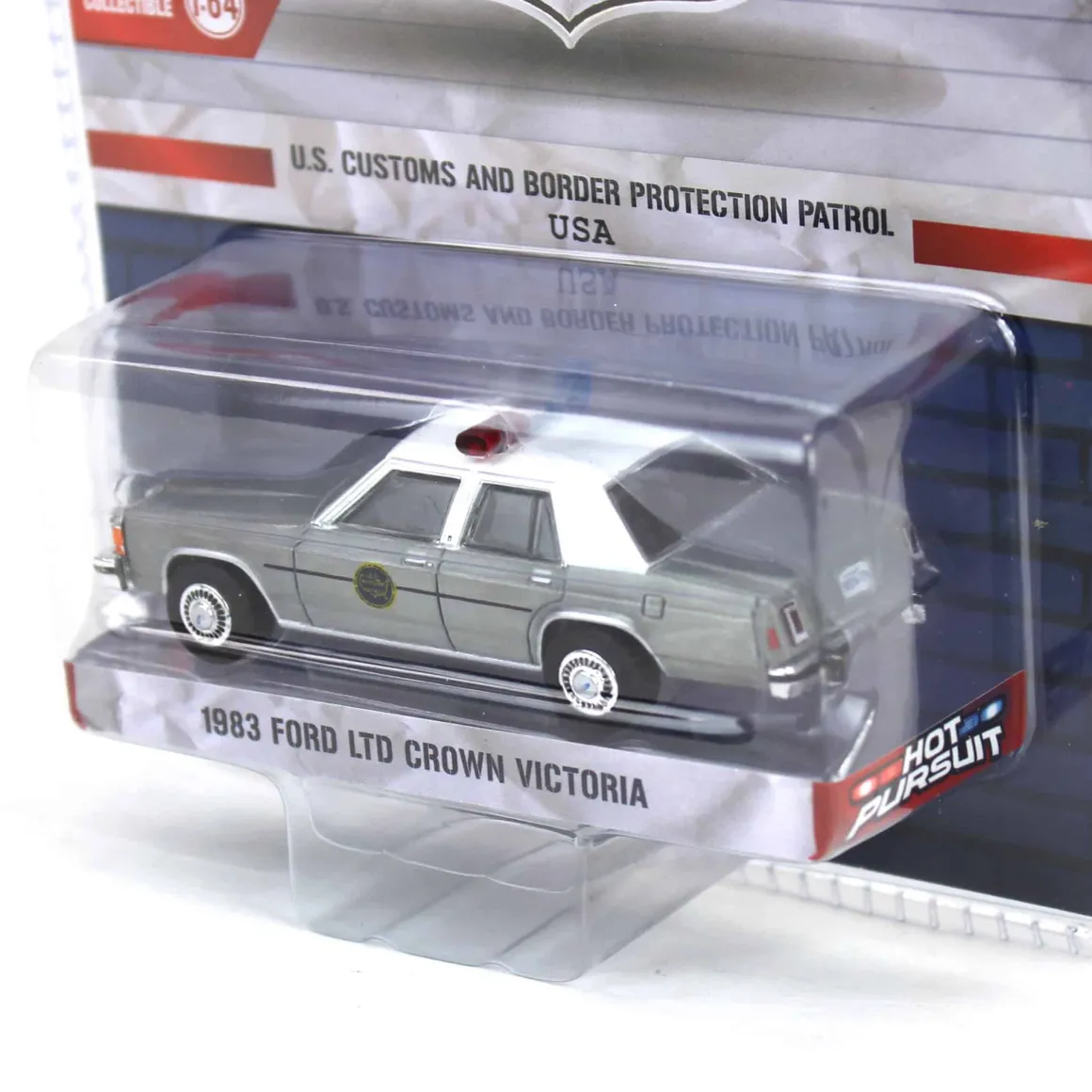Raw Chase Unit ~ 1/64 1983 Ford LTD Crown Victoria, US Customs & Border Patrol, Hot Pursuit Special Edition