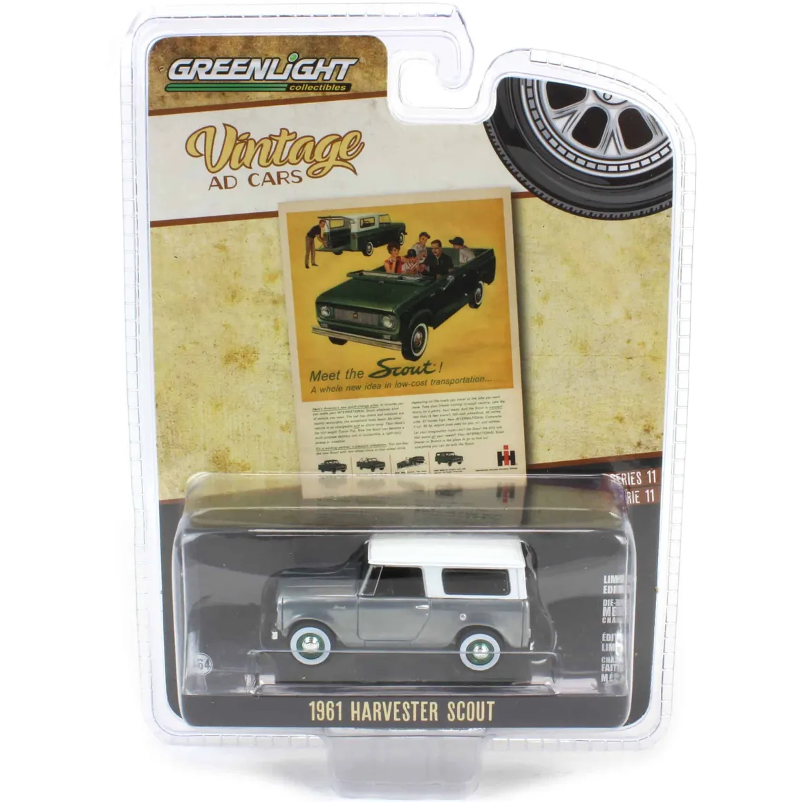 Raw Chase Unit ~ 1/64 1961 Harvester Scout “Meet the Scout!", Vintage Ad Cars Series 11