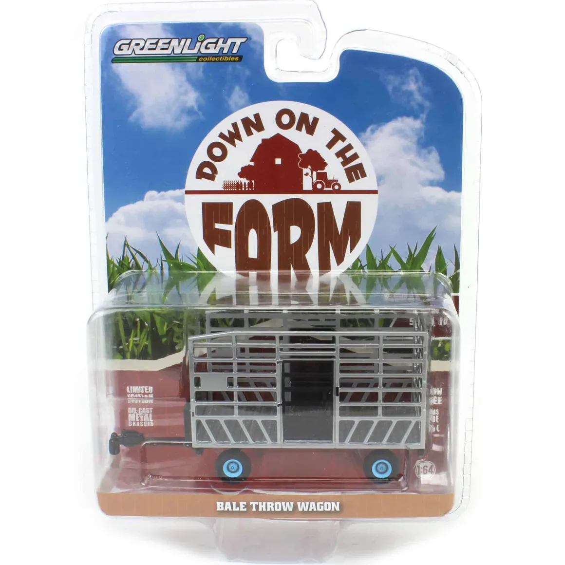 Raw Chase Unit ~ 1/64 Bale Throw Wagon, Light Blue, Down on the Farm Series 10