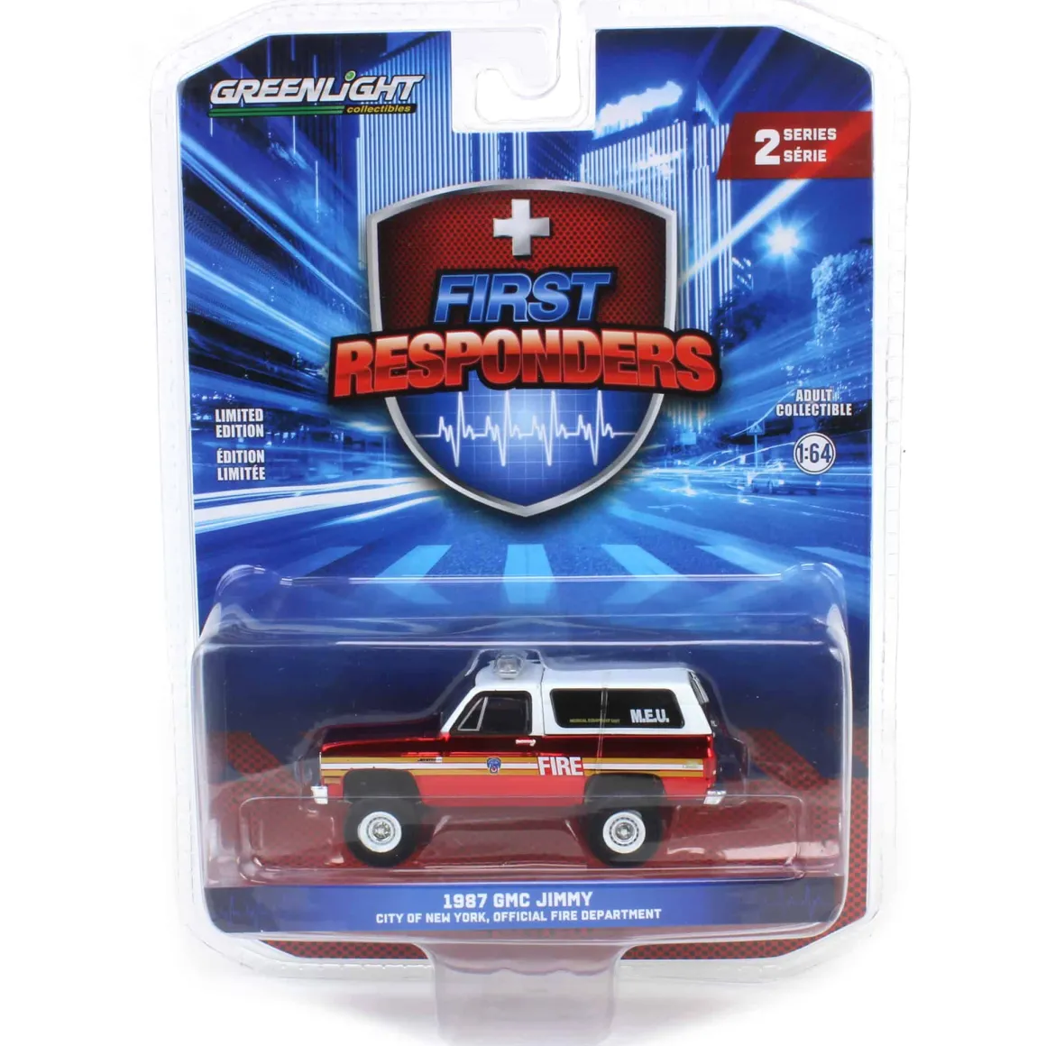 Red Chrome Super Chase ~ 1/64 1987 GMC Jimmy, FDNY M.E.U., First Responders Series 2