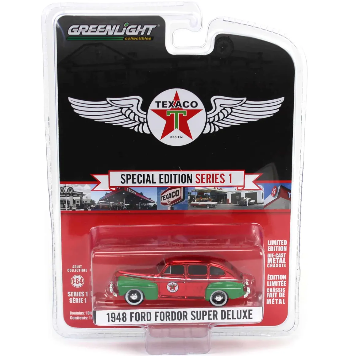 Red Chrome Super Chase ~ 1/64 1948 Ford Fordor Super Deluxe, Texaco Special Edition Series 1