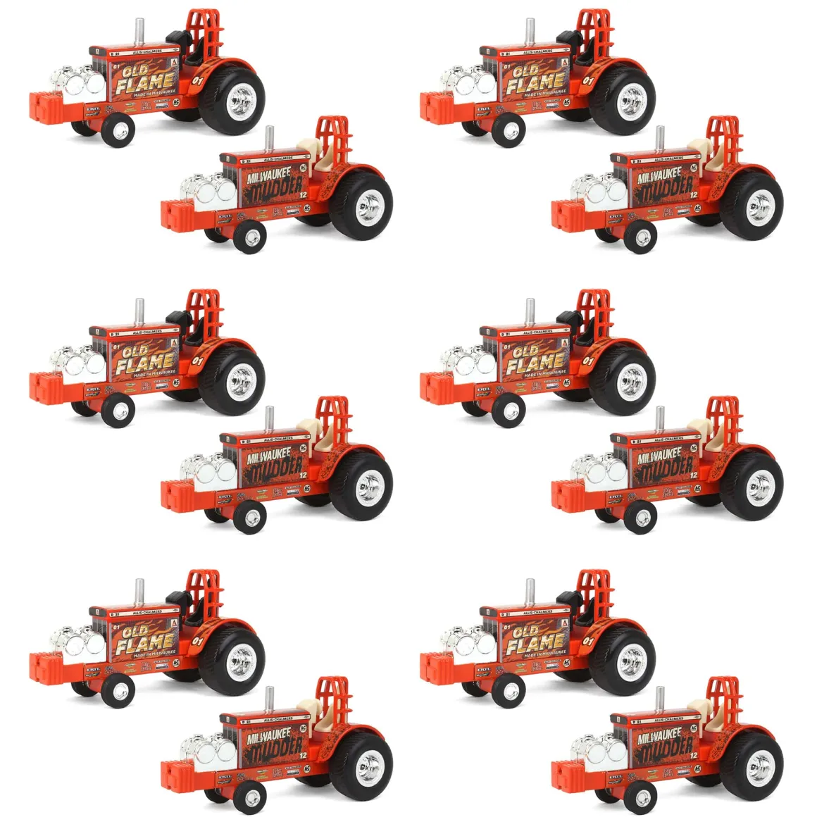 Sealed Case of 12 ~ 1/64 Allis Chalmers "Old Flame" & "Milwaukee Mudder" Pulling Tractors