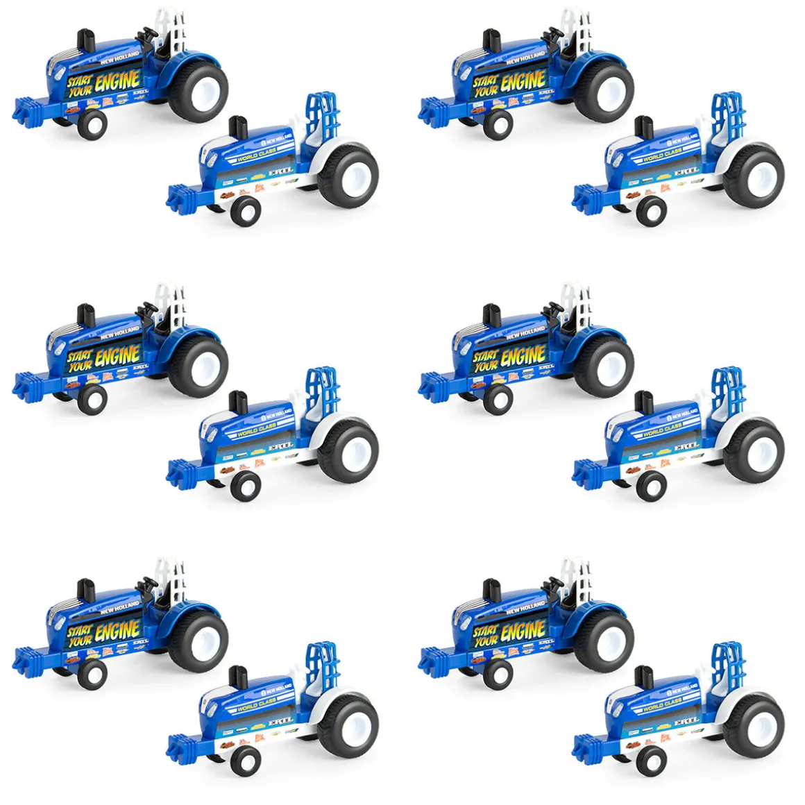 Sealed Case of 12 ~ 1/64 New Holland "Start Your Engine" & "World Class" Pulling Tractors