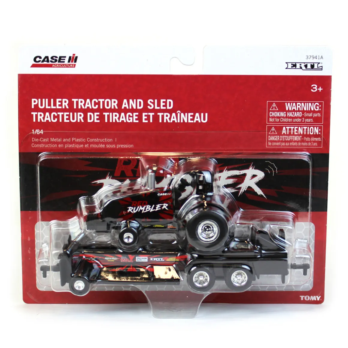 Set of 2 ~ 1/64 Case IH Magnum "Red Rumbler" & "Mighty Magnum" Pulling Tractors with Sleds