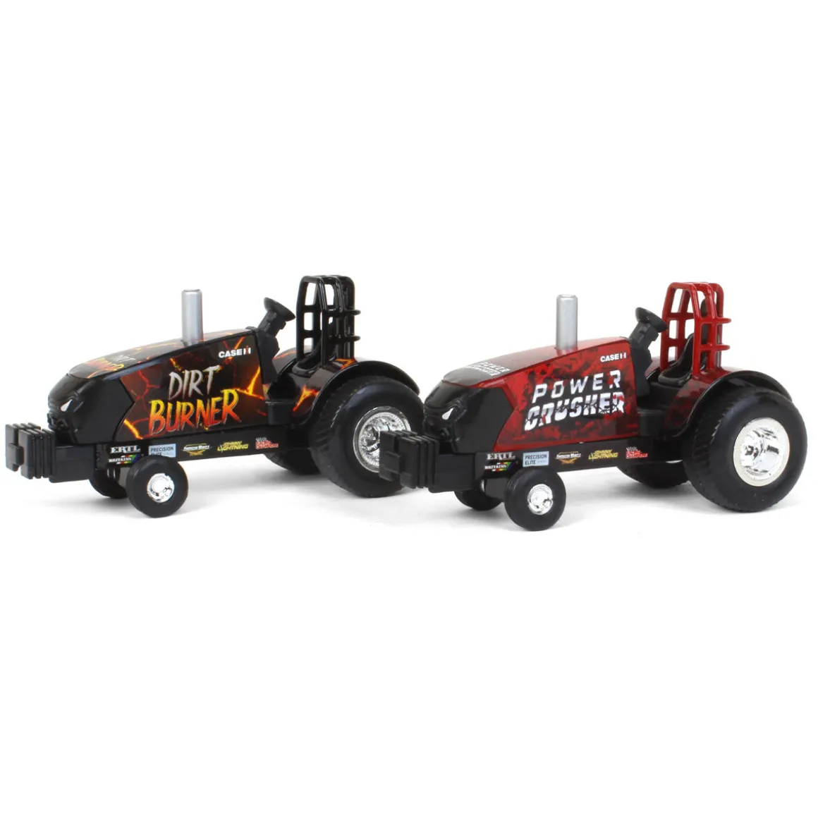 Set of 2 ~ 1/64 Case IH "Power Crusher" & "Dirt Burner" Die-cast Pulling Tractors