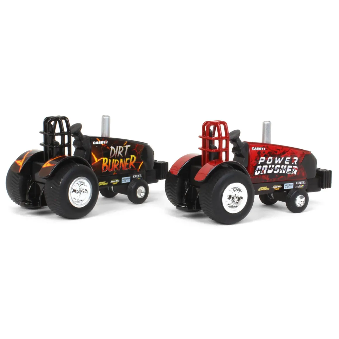 Set of 2 ~ 1/64 Case IH "Power Crusher" & "Dirt Burner" Die-cast Pulling Tractors