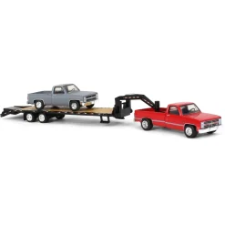 Set of 3 Color Variations ~ 1/64 Chevy K-30 Longbed w/ Gooseneck & Project Truck, Greenlight Exclusive