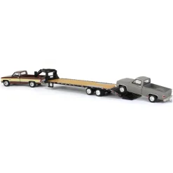 Set of 3 Color Variations ~ 1/64 Chevy K-30 Longbed w/ Gooseneck & Project Truck, Greenlight Exclusive