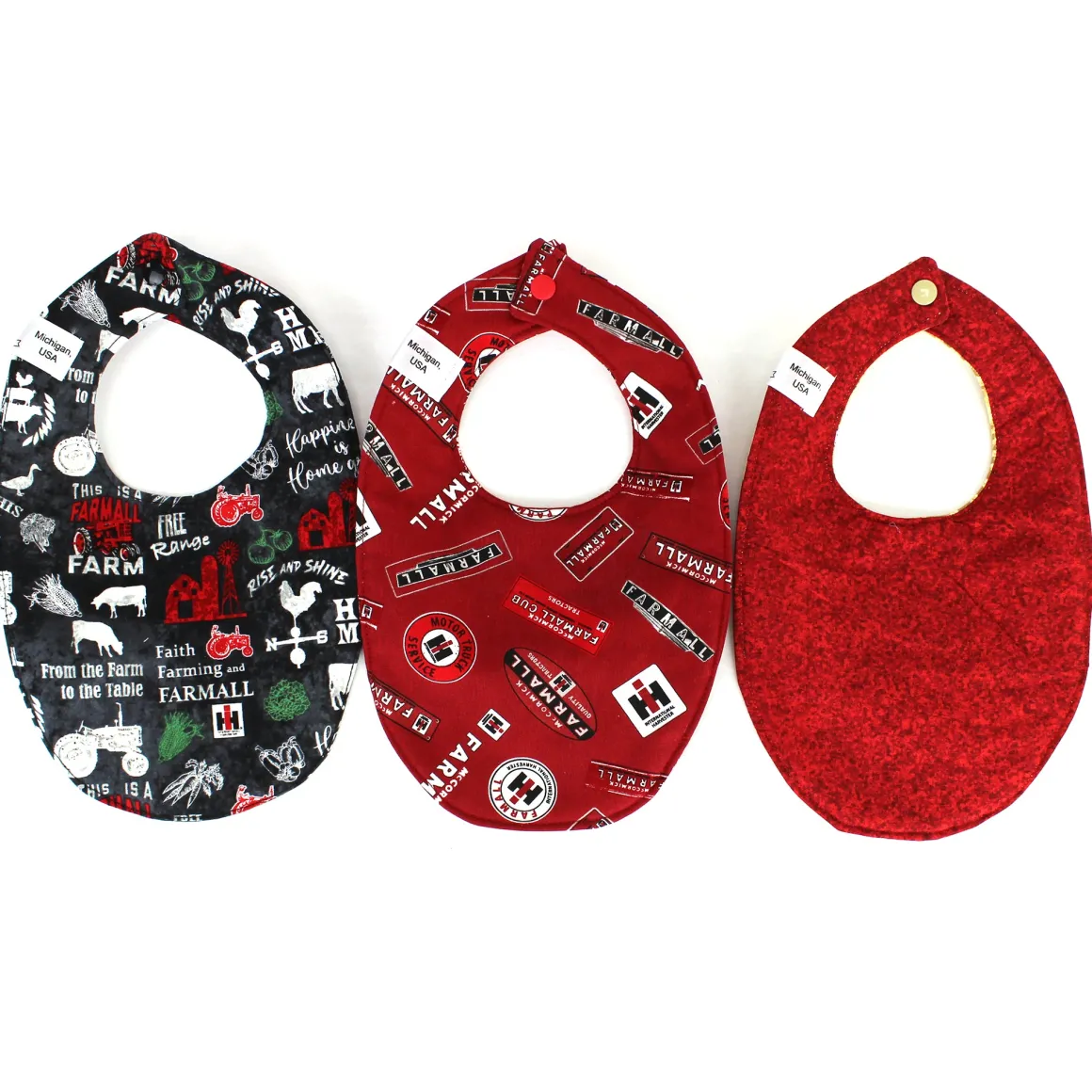 Set of 3 IH Farmall Cotton Bibs