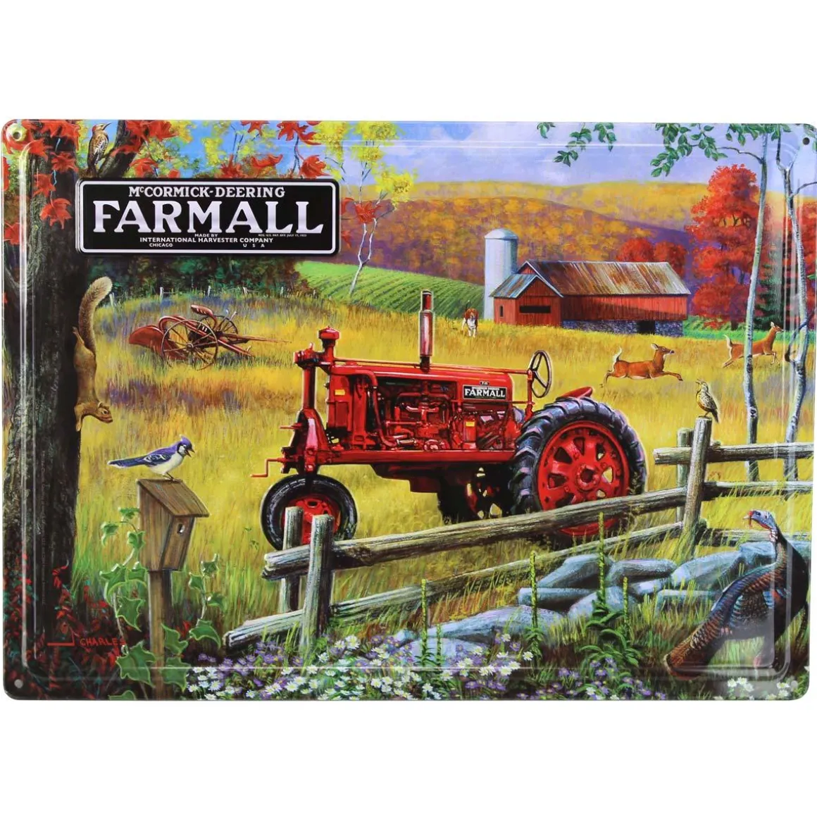 Set of 4 IH McCormick Farmall Embossed Metal Signs, 16.75in x 12in