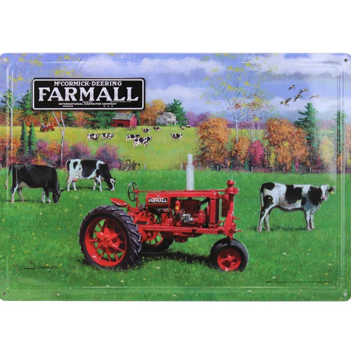 Set of 4 IH McCormick Farmall Embossed Metal Signs, 16.75in x 12in