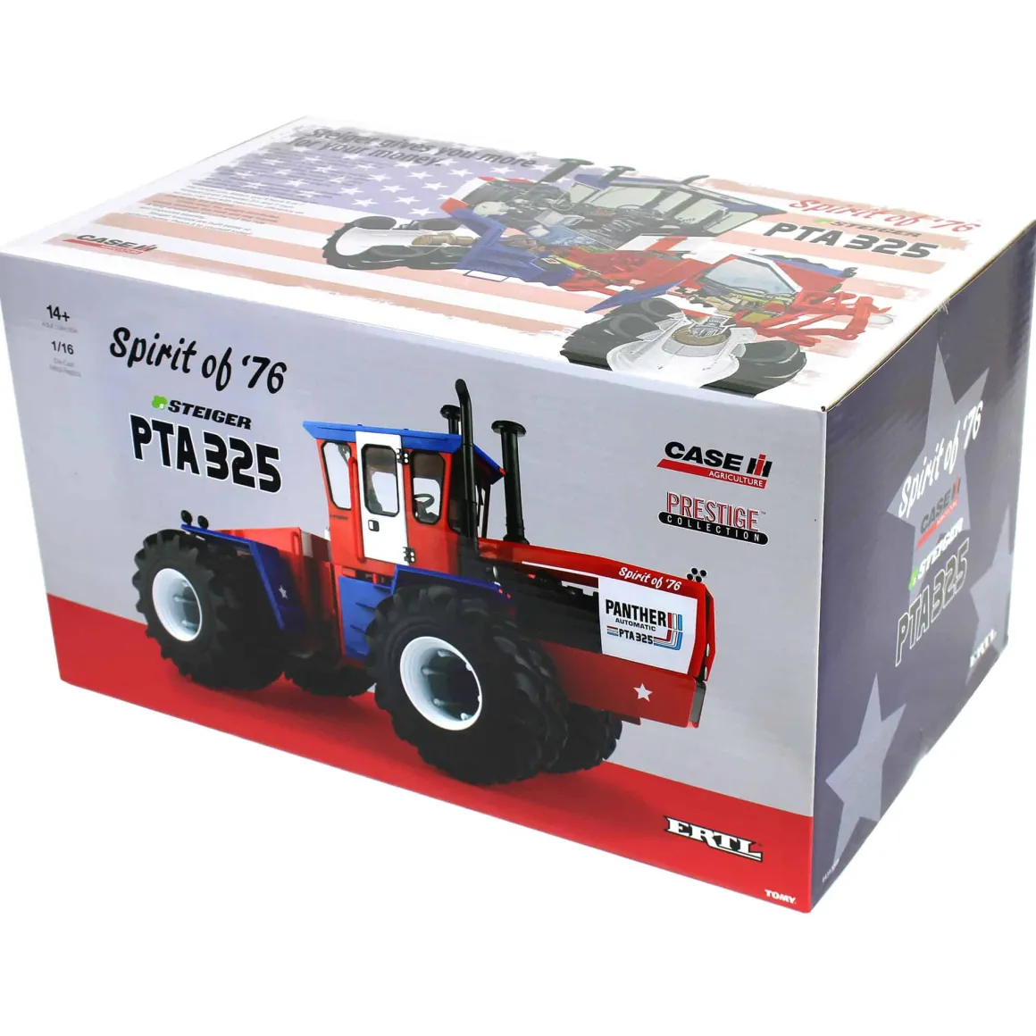 Set of 2 Steiger 4WD Tractors ~ PTA 325 "Spirit of '76" Stars & Stripes + CA325 Industrial Yellow