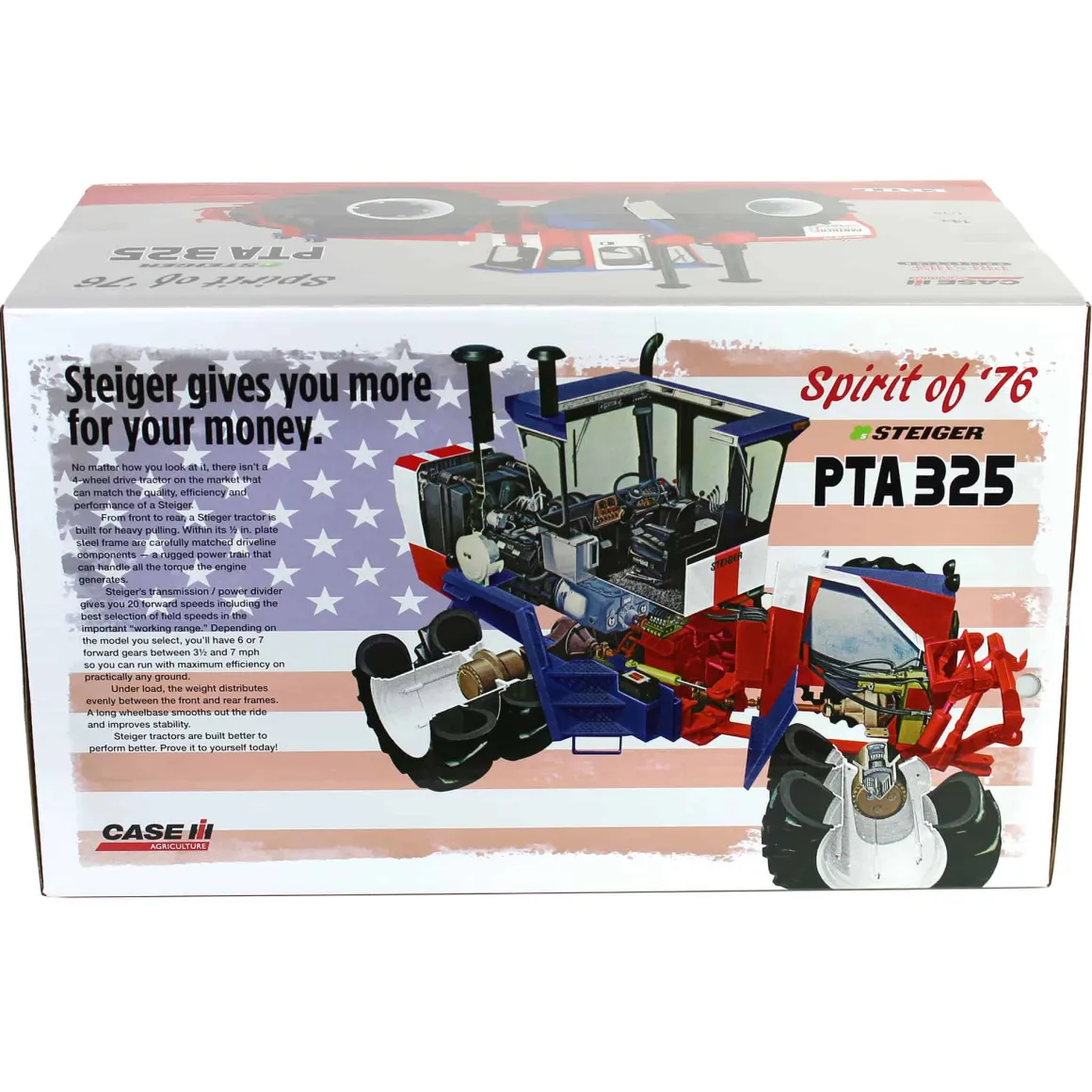 Set of 2 Steiger 4WD Tractors ~ PTA 325 "Spirit of '76" Stars & Stripes + CA325 Industrial Yellow