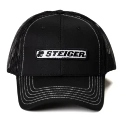 Steiger Stitched Logo Black with White Stitching Mesh Back Hat