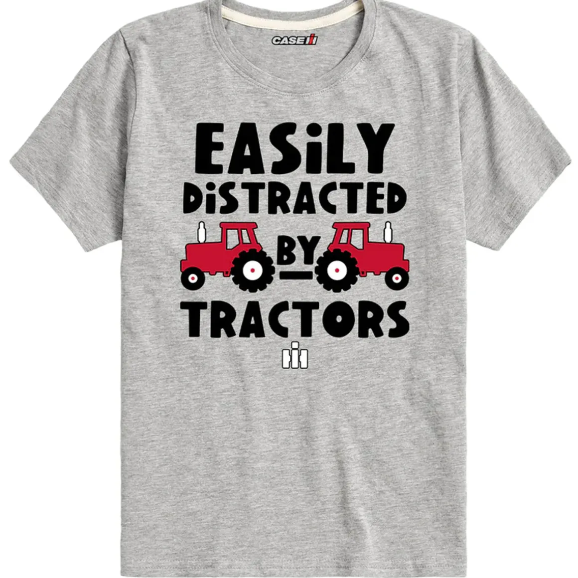 Toddler IH Easily Distracted by Tractors Gray Short Sleeve T-Shirt