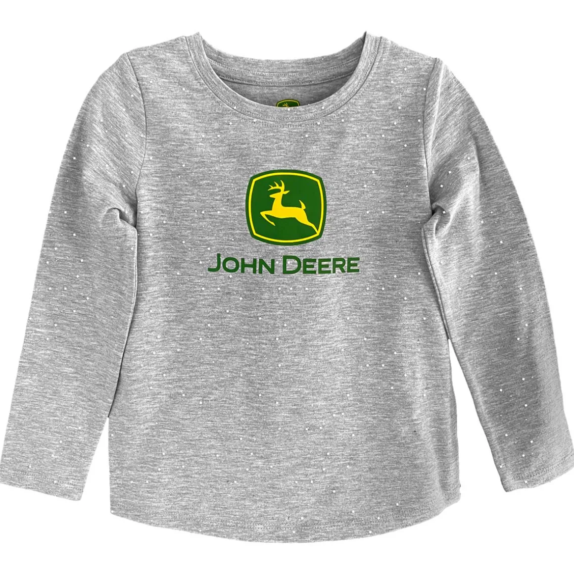 Toddler John Deere Logo Girls Gray Long Sleeve Shirt