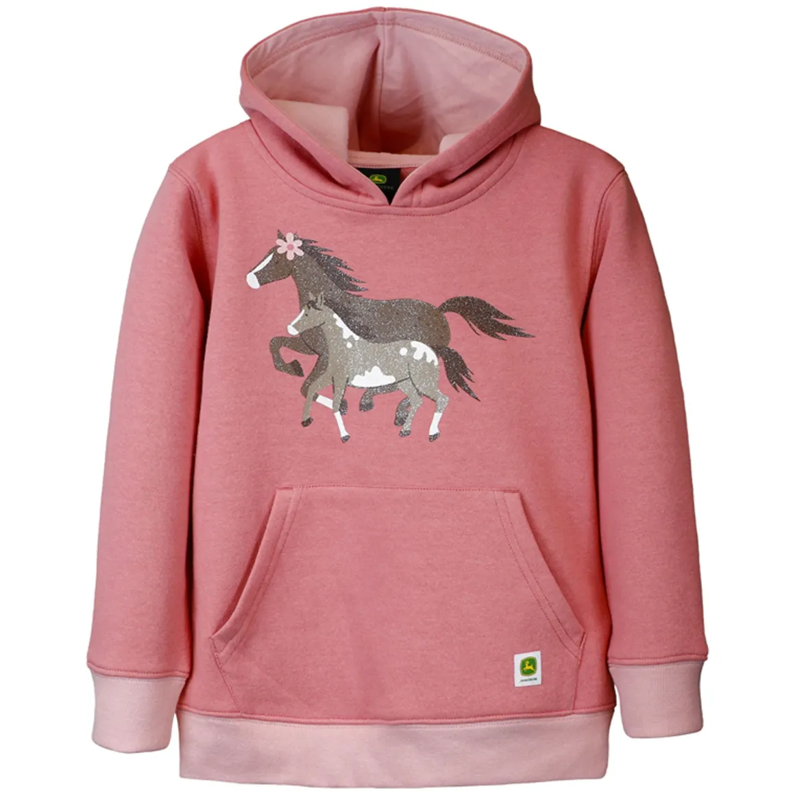 Toddler John Deere Mama Foal Pink Fleece Hooded Sweatshirt