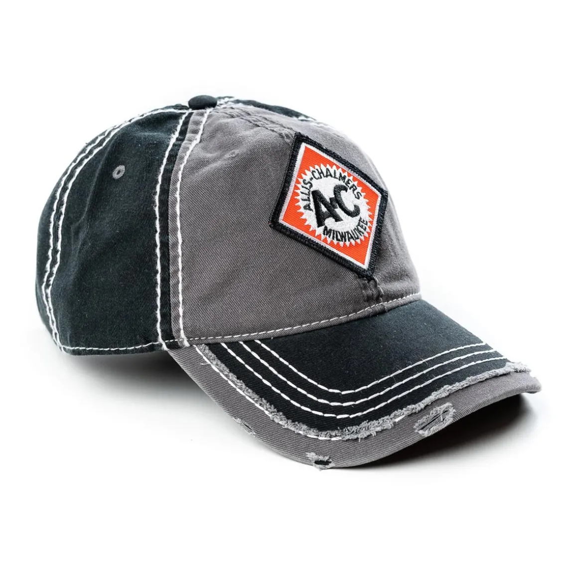 Vintage Allis Chalmers Logo Gray and Black Distressed Hat