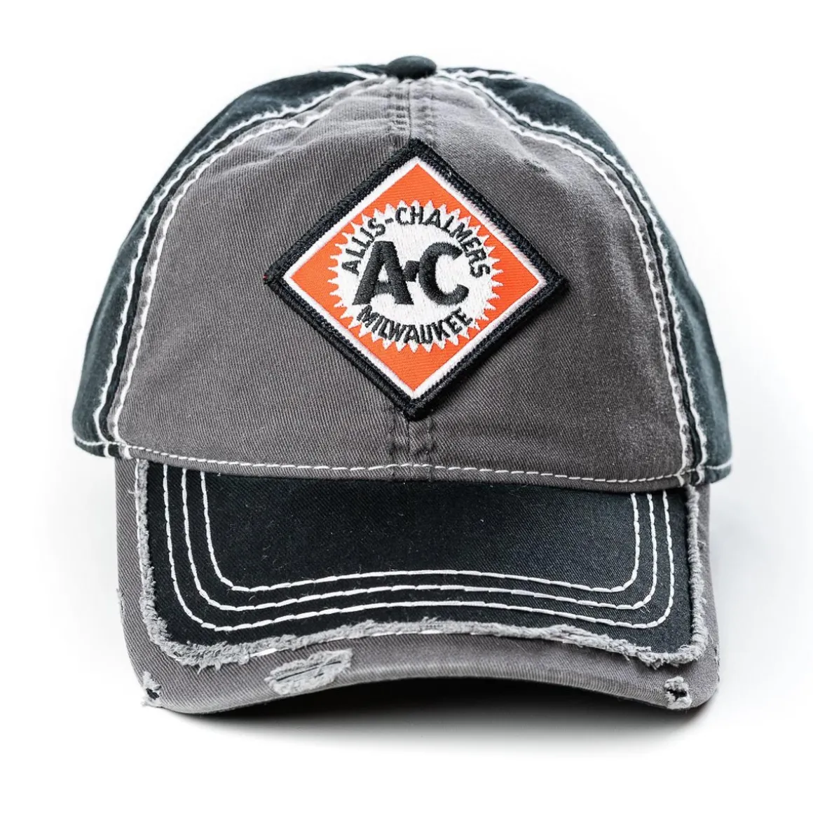 Vintage Allis Chalmers Logo Gray and Black Distressed Hat