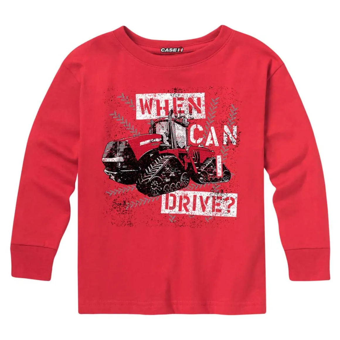 Youth Case IH Quadtrac "When Can I Drive?" Red Long Sleeve T-Shirt