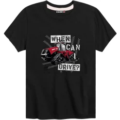 Youth Case IH Quadtrac "When Can I Drive?" Black Short Sleeve T-Shirt