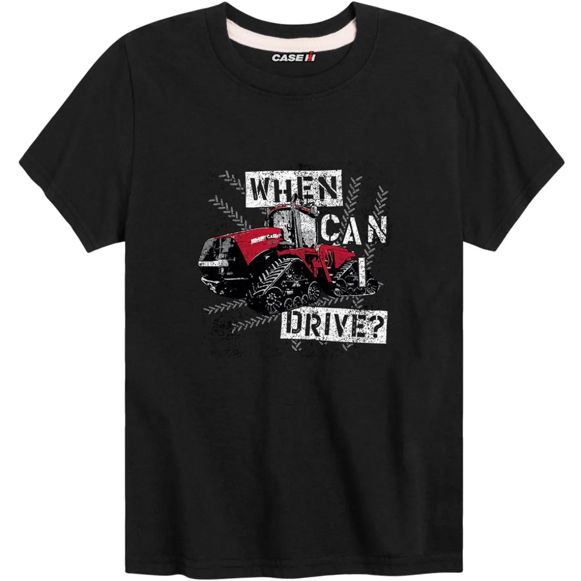 Youth Case IH Quadtrac "When Can I Drive?" Black Short Sleeve T-Shirt