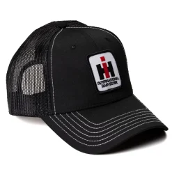 Youth International Harvester Logo Black Mesh Back Hat with White Stitching